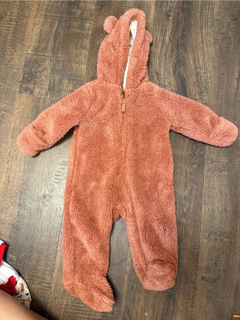 Carter's Plush Pink Hooded Baby Footed Fleece One-Piece